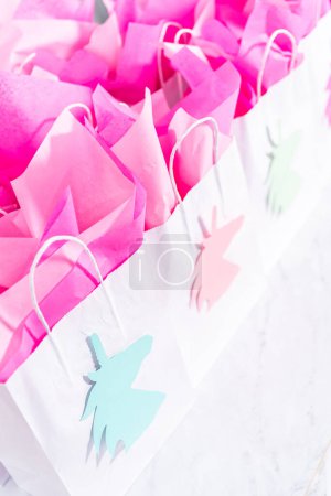 Photo for Unicorn Birthday party favor bags for a little girls Birthday party. - Royalty Free Image