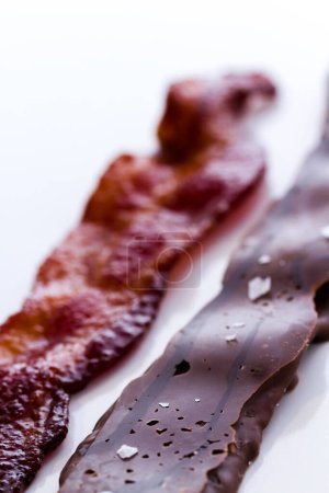 Téléchargez les photos : Bacon recouvert de chocolat au sel
. - en image libre de droit