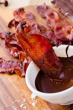 Photo for Chocolate covered bacon with salt. - Royalty Free Image