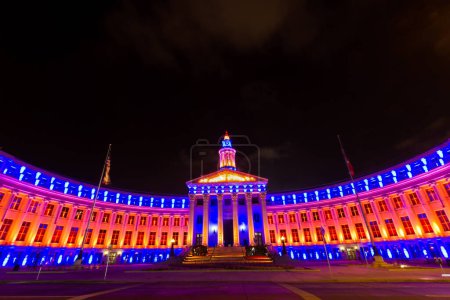 Photo for Denvers City and County building decorated for the Denver Broncos game. - Royalty Free Image