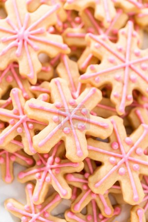 Photo for Many Christmas gingerbread cookies with royal icing. - Royalty Free Image