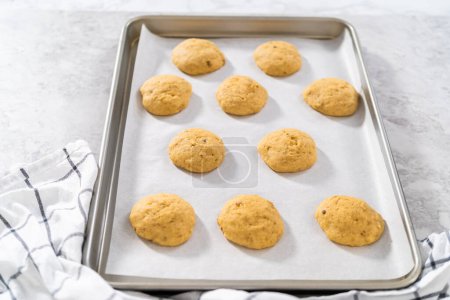 Photo for Cooling freshly banana cookies on a kitchen counter. - Royalty Free Image
