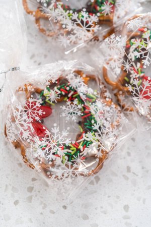 Photo for A chocolate pretzel Christmas wreath - Royalty Free Image