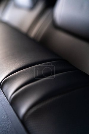 Photo for Denver, Colorado, USA-May 5, 2024-This image showcases a close-up view of the back seats in a Tesla Cybertruck, highlighting the sleek leather design and meticulous craftsmanship that characterize - Royalty Free Image