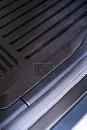 Photo for Denver, Colorado, USA-May 5, 2024-This image showcases the intricate design and structure of the door jam bottom in a Tesla Cybertruck, emphasizing the rugged and precise construction tailored for - Royalty Free Image