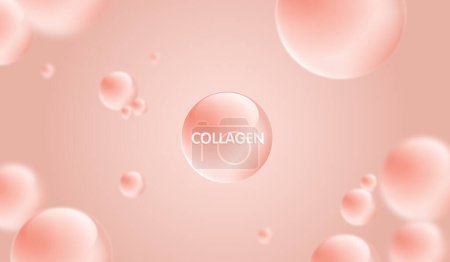 Photo for Drop water collagen pink and structure. vitamin solution complex with chemical formula from nature. beauty treatment nutrition skin care design. medical and scientific concepts for cosmetic. vector. - Royalty Free Image