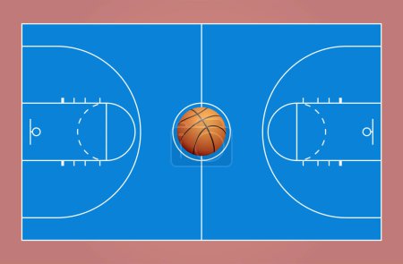 Téléchargez les illustrations : Conception graphique de terrain de basket-ball, parfait pour l'éducation ou des exemples. - en licence libre de droit