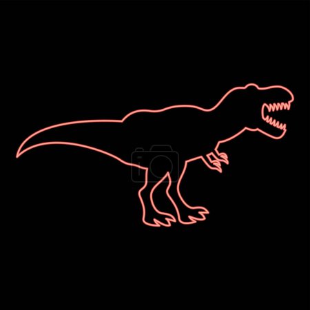 Ilustración de Neón dinosaurio tiranosaurio t rex rojo vector de color ilustración imagen plana estilo luz - Imagen libre de derechos
