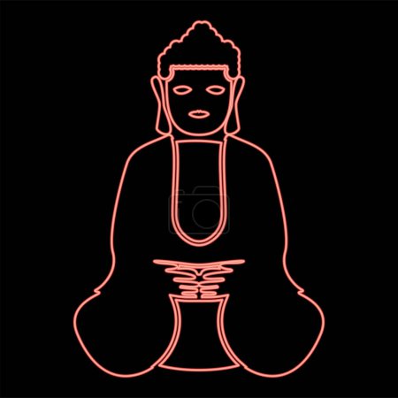 Illustration for Neon buddha red color vector illustration image flat style light - Royalty Free Image