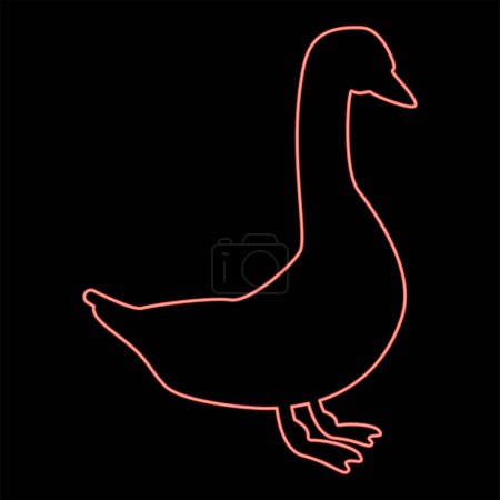 Illustration for Neon goose red color vector illustration image flat style light - Royalty Free Image
