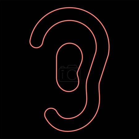 Illustration for Neon ear red color vector illustration image flat style light - Royalty Free Image