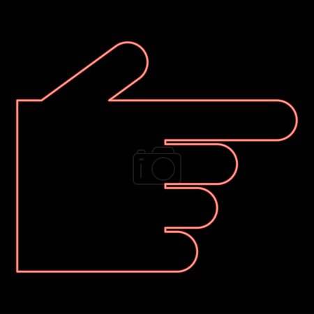 Illustration for Neon pointing hand red color vector illustration image flat style light - Royalty Free Image