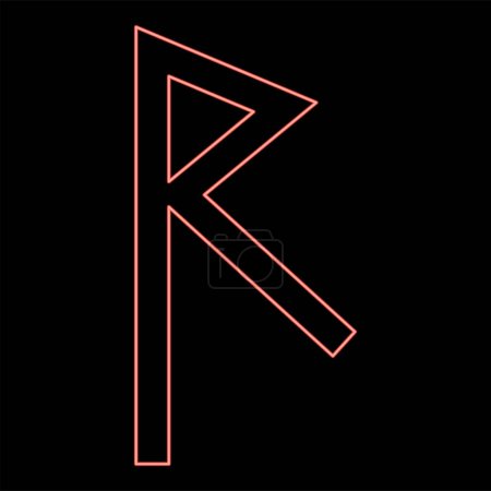Illustration for Neon raido rune raid symbol road red color vector illustration image flat style light - Royalty Free Image