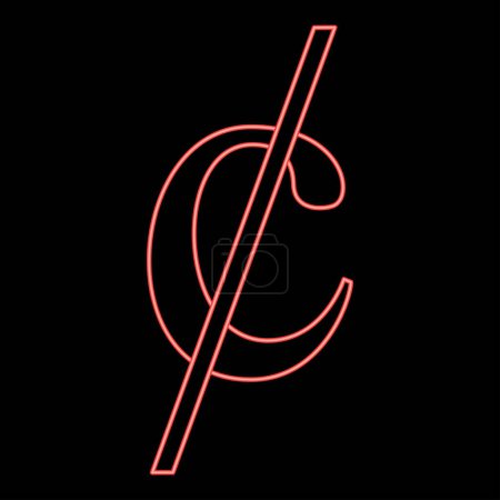 Illustration for Neon cent symbol sign dollor money red color vector illustration image flat style light - Royalty Free Image