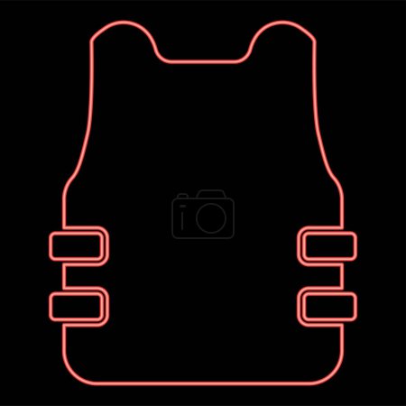 Illustration for Neon bullet-proof vest flak jacket red color vector illustration image flat style light - Royalty Free Image