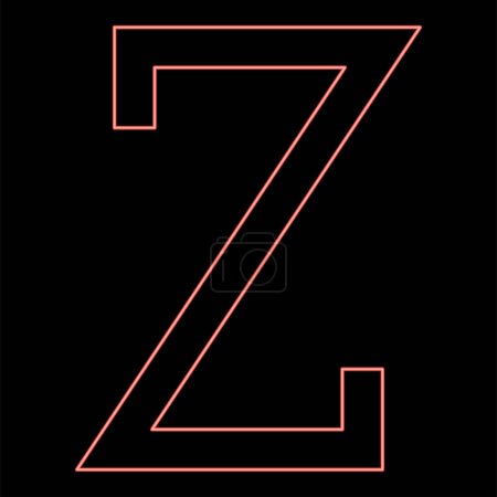 Ilustración de Neon zeta greek symbol capital letter uppercase font red color vector illustration image flat style light - Imagen libre de derechos