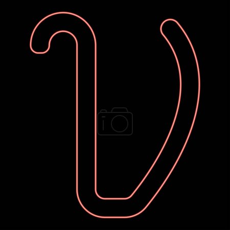 Téléchargez les illustrations : Neon upsilon greek symbol small letter lowercase font red color vector illustration image flat style light - en licence libre de droit