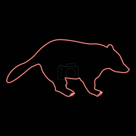 Ilustración de Neon badger animal wild Meles Taxus predatory mammal family kunihih Carnivore red color vector illustration image flat style light - Imagen libre de derechos