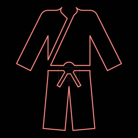 Illustration for Neon sports Kimono Japanese wear red color vector illustration image flat style light - Royalty Free Image