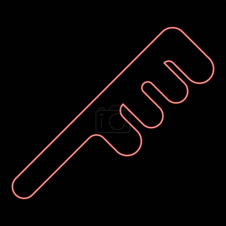 Téléchargez les illustrations : Neon comb for hair Barber accessory Barbershop combing Hairbrush red color vector illustration image flat style light - en licence libre de droit