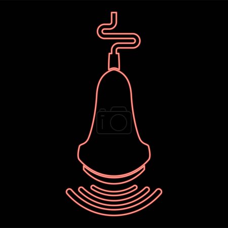 Illustration for Neon ultrasound tool with wave medical diagnostic device equipment echograpy red color vector illustration image flat style light - Royalty Free Image