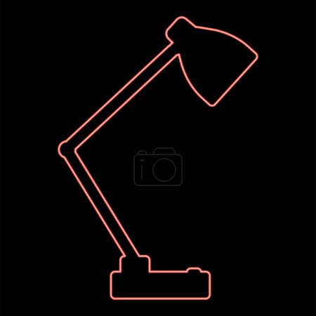 Ilustración de Lámpara de mesa de neón Luz de escritorio eléctrica para el hogar interior color rojo vector ilustración imagen estilo plano luz - Imagen libre de derechos