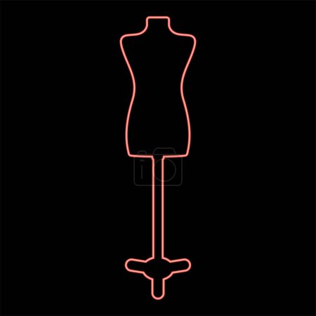 Ilustración de Neon torso Mannequin tailors dummy silhouette manikin dressmakers red color vector illustration image flat style light - Imagen libre de derechos