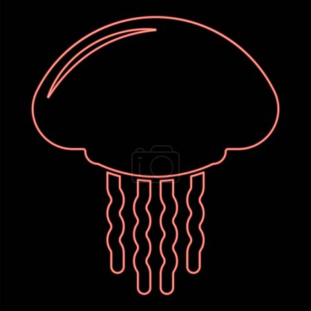 Illustration for Neon jellyfish red color vector illustration image flat style light - Royalty Free Image