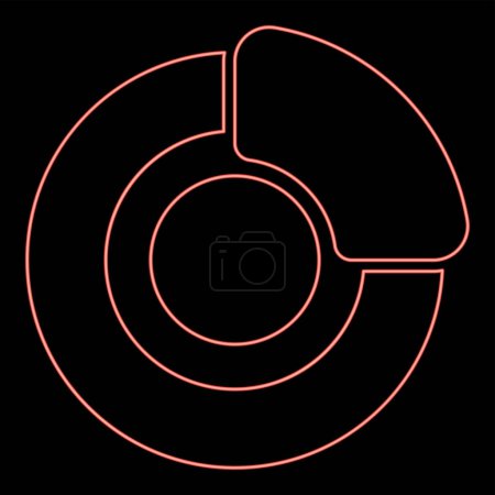 Ilustración de Neon brake system on wheel Automobile car disc pad hydraulic drum red color vector illustration image flat style light - Imagen libre de derechos