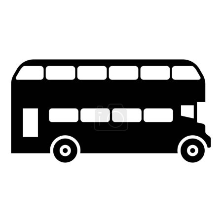 Téléchargez les illustrations : Double pont Londres bus ville transport double pont tourisme icône noir couleur vecteur illustration image plat style simple - en licence libre de droit