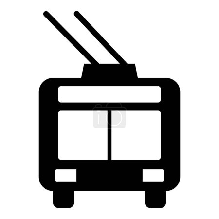 Téléchargez les illustrations : Trolleybus électrique ville transport urbain transport public trolley bus icône noir couleur vecteur illustration image plat style simple - en licence libre de droit