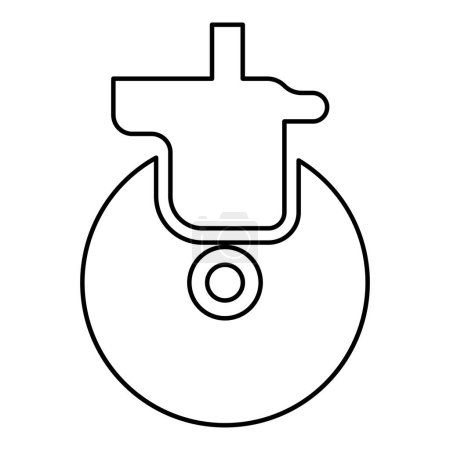 Ilustración de Rueda para muebles echador giratorio contorno contorno línea icono negro color vector ilustración imagen delgado plano estilo simple - Imagen libre de derechos