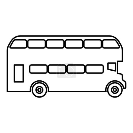 Téléchargez les illustrations : Double-decker Londres bus ville transport double decker tourisme contour contour ligne icône noir couleur vecteur illustration image mince plat style simple - en licence libre de droit
