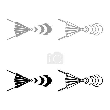 Illustration for Bellows blacksmith wind vintage set icon grey black color vector illustration image simple solid fill outline contour line thin flat style - Royalty Free Image
