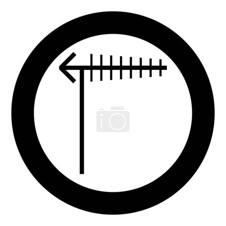 Illustration for TV antenna Television aerials broadcast concept telecommunication icon in circle round black color vector illustration image solid outline style simple - Royalty Free Image