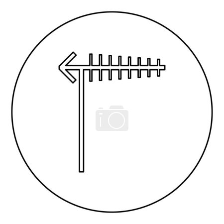 Illustration for TV antenna Television aerials broadcast concept telecommunication icon in circle round black color vector illustration image outline contour line thin style simple - Royalty Free Image