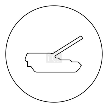 Illustration for Self-propelled howitzer artillery system icon in circle round black color vector illustration image outline contour line thin style simple - Royalty Free Image