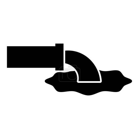 Ilustración de El fluido de aguas residuales se escapa de la tubería con la industria de drenaje de agua a la escorrentía concepto de alcantarillado icono de limpieza color negro vector ilustración imagen estilo plano simple - Imagen libre de derechos