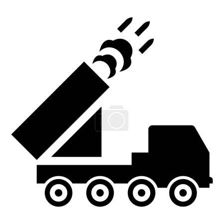 Ilustración de Sistema de cohetes reactivos de volea de lanzamiento múltiple dispara misiles icono color negro vector ilustración imagen estilo plano simple - Imagen libre de derechos