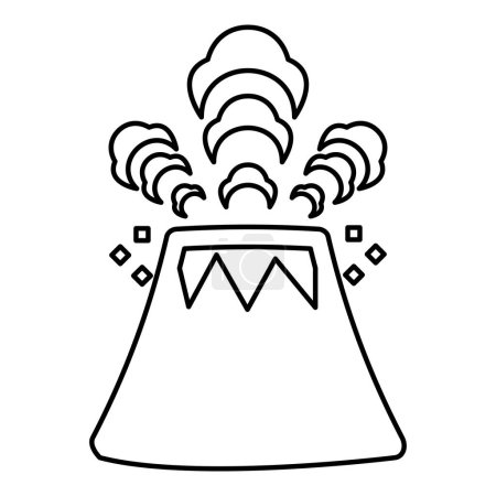 Ilustración de Volcán vomitando lava y rocas contorno contorno línea icono negro color vector ilustración imagen delgado estilo plano simple - Imagen libre de derechos