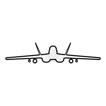 Illustration for Jet fighter fight airplane modern combat aviation warplane contour outline line icon black color vector illustration image thin flat style simple - Royalty Free Image