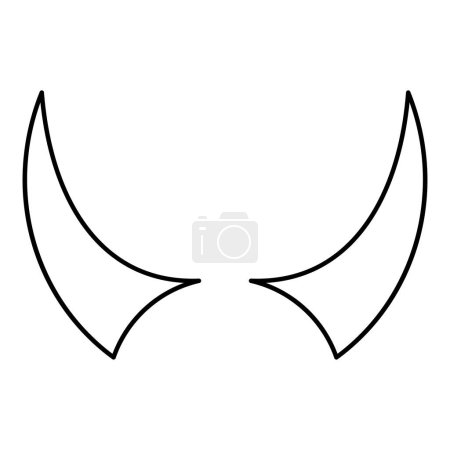 Illustration for Horn of devil horns monster from hell Halloween carnival concept demon satan evil contour outline line icon black color vector illustration image thin flat style simple - Royalty Free Image