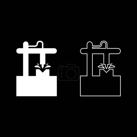 Illustration for Cnc 3D milling machine technology automated concept set icon white color vector illustration image simple solid fill outline contour line thin flat style - Royalty Free Image