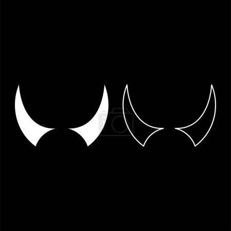 Illustration for Horn of devil horns monster from hell Halloween carnival concept demon satan evil set icon white color vector illustration image simple solid fill outline contour line thin flat style - Royalty Free Image