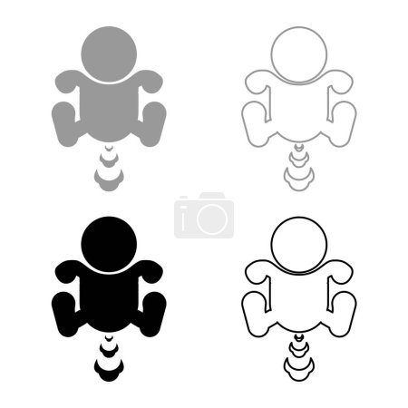 Illustration for Child farts puffing set icon grey black color vector illustration image simple solid fill outline contour line thin flat style - Royalty Free Image