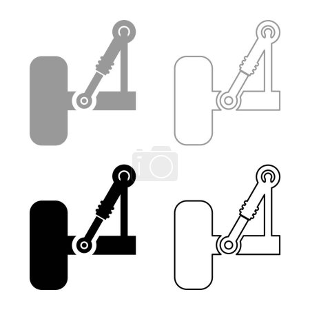 Illustration for Suspension in the car set icon grey black color vector illustration image simple solid fill outline contour line thin flat style - Royalty Free Image
