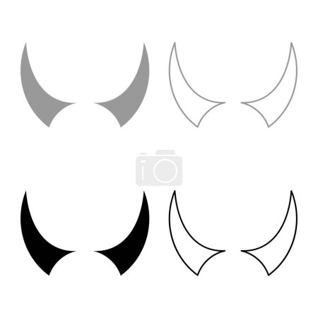 Illustration for Horn of devil horns monster from hell Halloween carnival concept demon satan evil set icon grey black color vector illustration image simple solid fill outline contour line thin flat style - Royalty Free Image