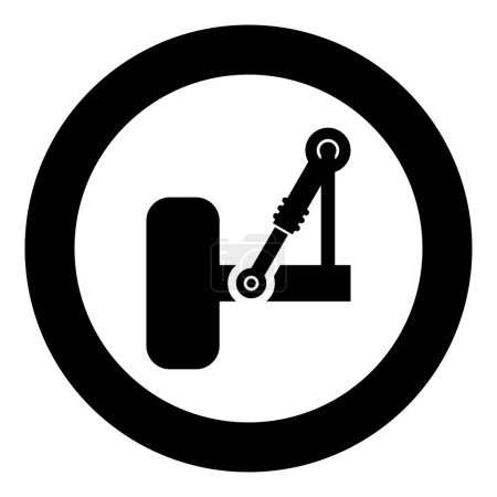 Illustration for Suspension in the car icon in circle round black color vector illustration image solid outline style simple - Royalty Free Image