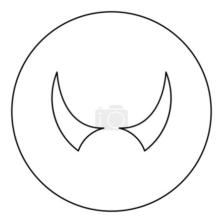 Illustration for Horn of devil horns monster from hell Halloween carnival concept demon satan evil icon in circle round black color vector illustration image outline contour line thin style simple - Royalty Free Image