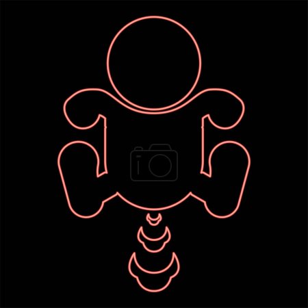 Neon child farts puffing red color vector illustration image flat style light